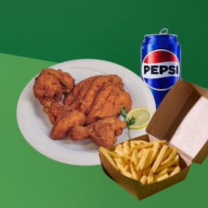 Halbes Backhuhn Menü