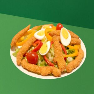 Salatplatte mit Hühnerstreifen