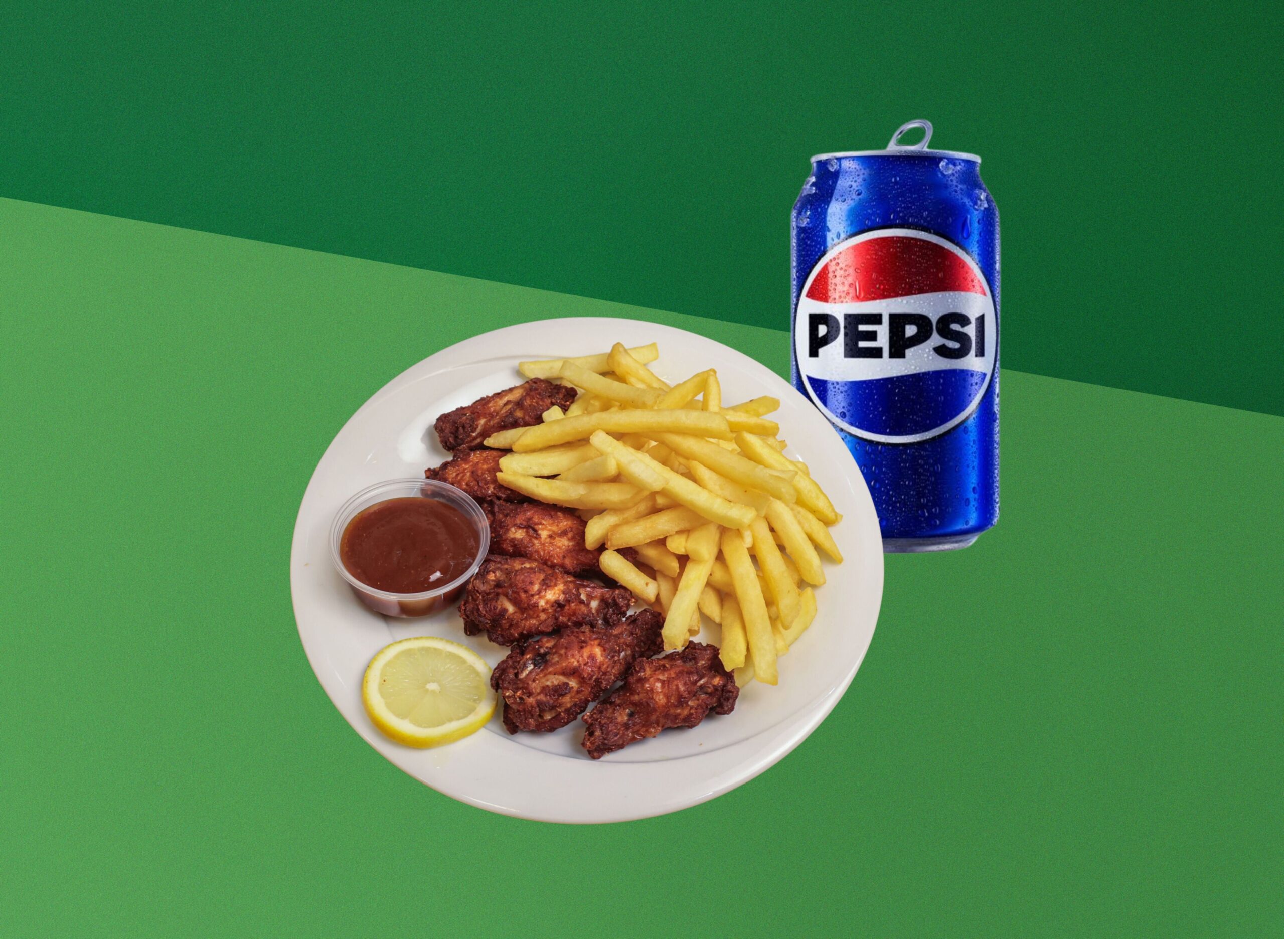 Wochenmenü 5: Chicken Wings + Pommes + 0,33l Getränk